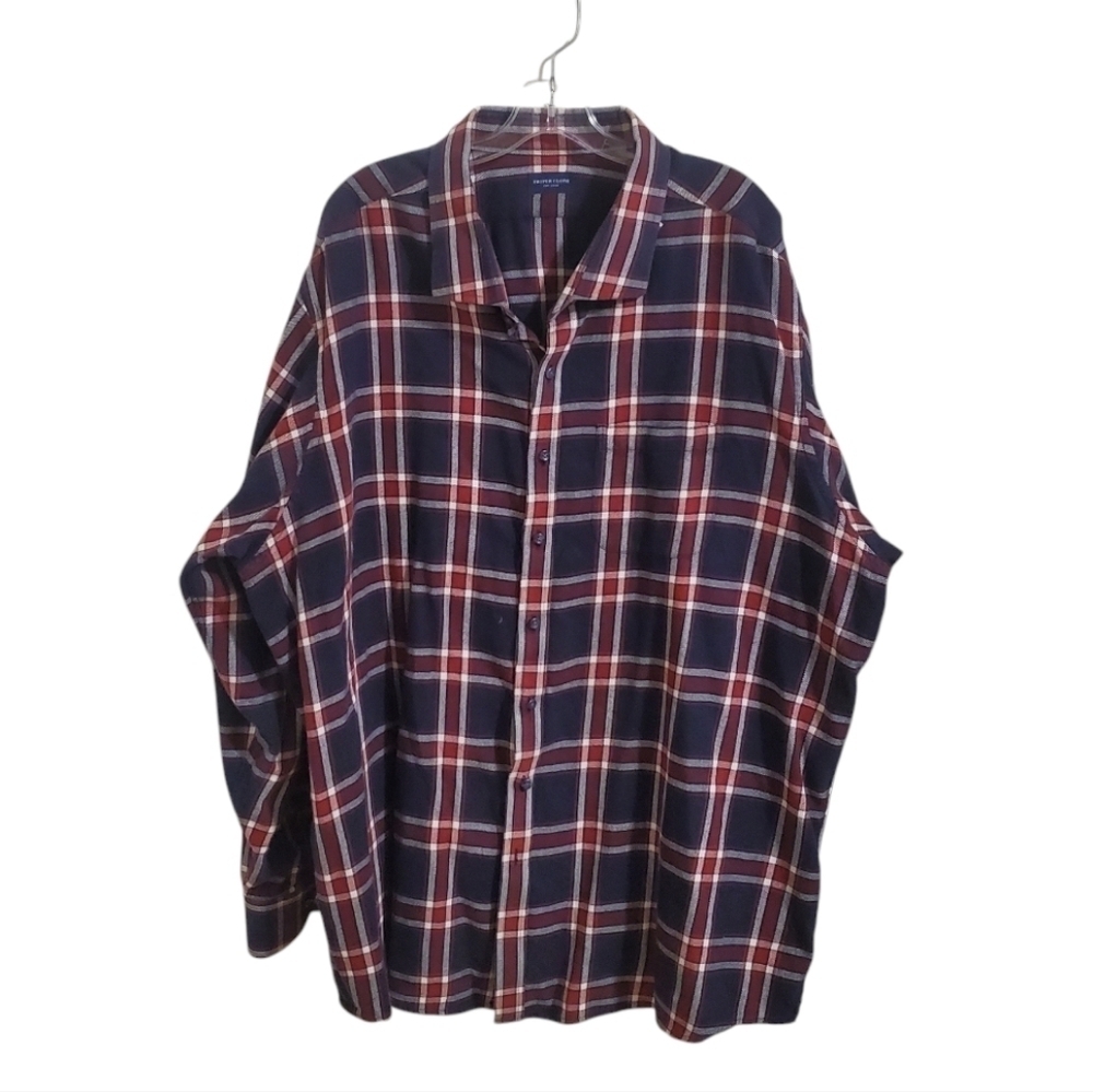 Proper Cloth Mens Flannel Plaid Shirt blue red white Size 2XL